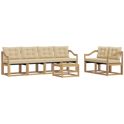 vidaXL Zunanja garnitura za sedenje z blazino 7 pcs Bela in bež, (5000271266) Cene
