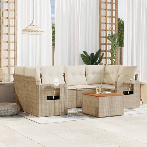 vidaXL 7-dijelni set vrtnih sofa od poliratana s jastucima bež Cene