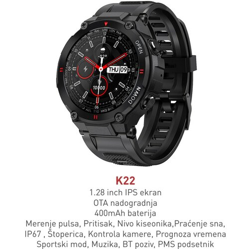 Smart Watch sport K22 (silikonska narukvica) crni pametni sat Slike