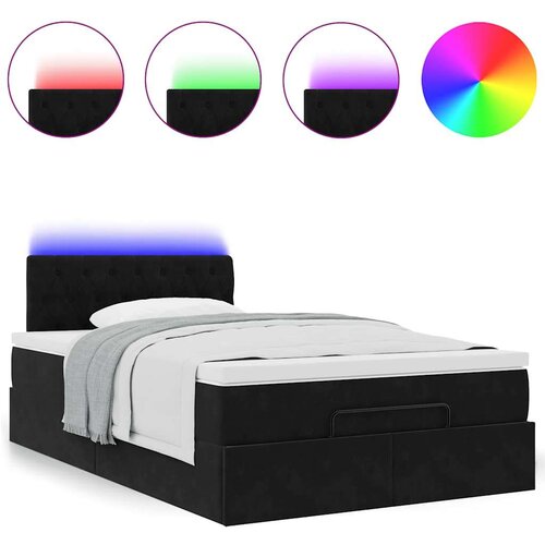 VidaXL otomanski okvir kreveta s madraca crni 120x190 cm bar&amp;scaron;unasti Slike