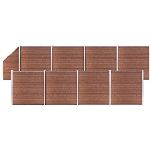 vidaXL WPC ograjni paneli 8 kvadratnih + 1 poševni 1484x186 cm rjavi Cene