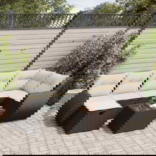 VidaXL 7-dijelni set vrtnih sofa od poliratana s jastucima smeđi Slike