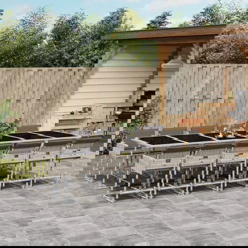  The Living Store Vrtna jedilna garnitura 13-delna z blazinami sv. siv poli ratan - Vrtna Jedilna Garnitura, (21470054) Slike