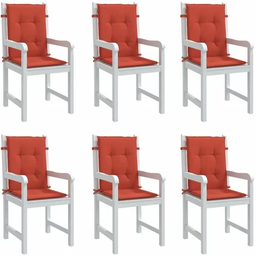  Jastuci za stolice 6 kom prošarano crvena 100x50x4 cm tkanina