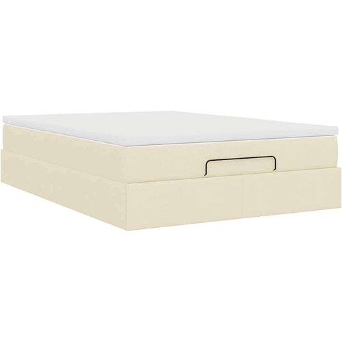  Otomanski krevet s madracem krem 140x190cm od tkanine Slike