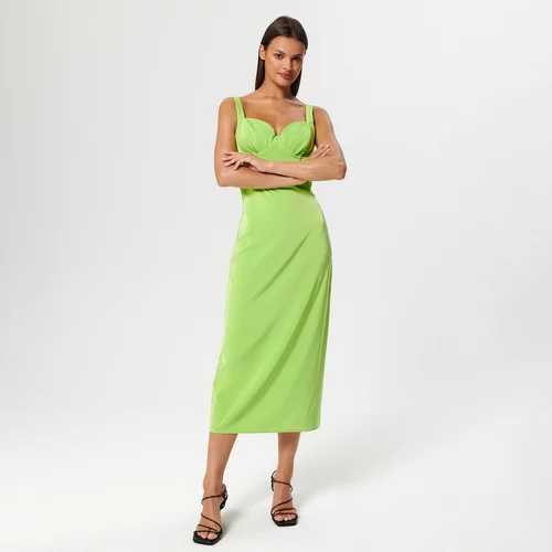 Sinsay - Midi obleka z naramnicami - Zelena