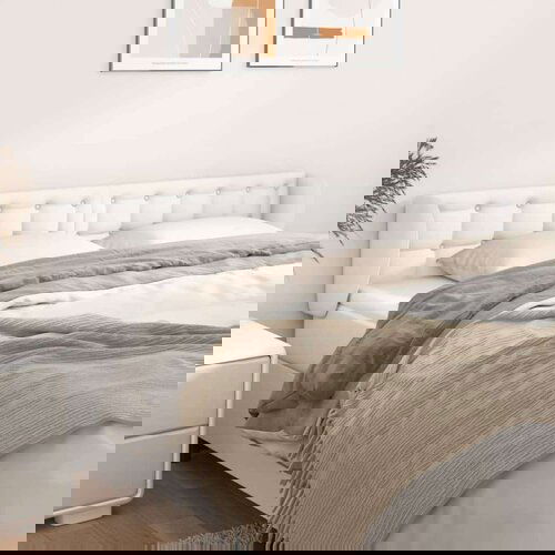  Vzglavje z u&amp;scaron;esi belo 183x23x78/88 cm umetno usnje, (20793986) Slike