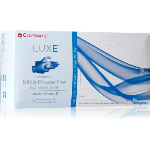 Cranberry Luxe Azure rokavice iz nitrila brez pudra z lanolinom in vitaminom E velikost M 300 kos