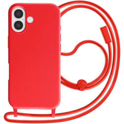 AVIZAR Ovitek za iPhone 17 silikonski Soft Touch z nastavljivo vrvico za okoli vratu, Rdeča, (5000190070) Cene