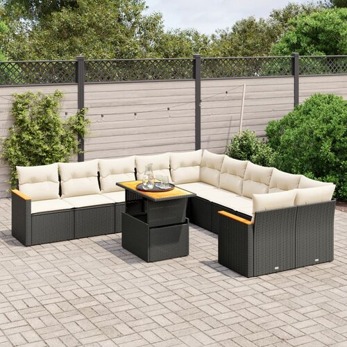 vidaXL 11-dijelni set vrtnih sofa od poliratana s jastucima crni Cijene