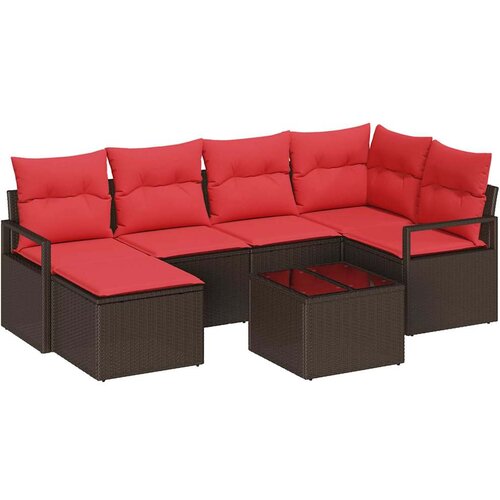  Set sofe s jastukom s pohranom 7 pcs Smeđa i crvena poliratan Slike