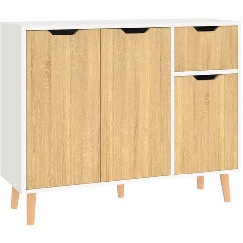 Maison Chic Komoda - Predalnik bela in sonoma hrast 90x30x72 cm inženirski les, (21722647) Cene