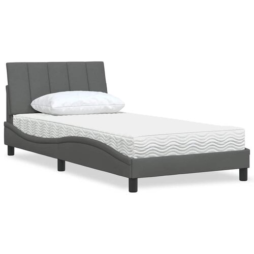 VidaXL Krevet s madracem tamnosivi 100 x 200 cm od tkanine Slike
