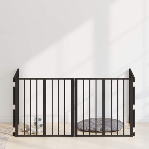  Vrata za pse 4 pcs Crna 60 x 60 cm Cinkani čelik Slike