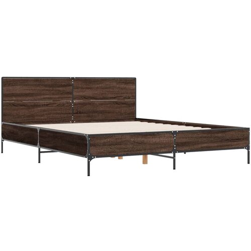 vidaXL Okvir za krevet smeđi hrast 135x190cm konstruirano drvo i metal Cijene