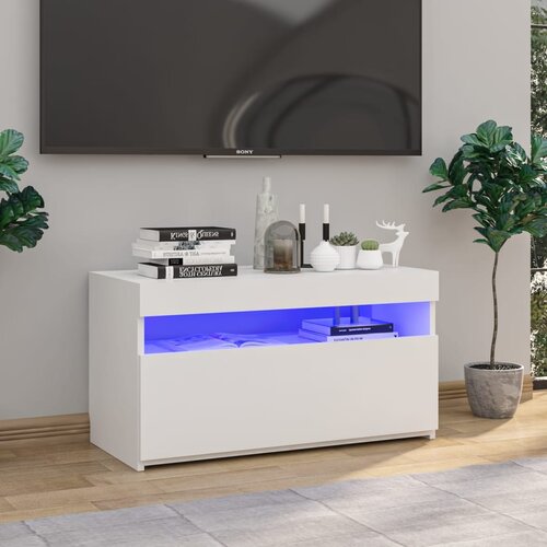 vidaXL TV omarica z LED lučkami bela 75x35x40 cm Cene