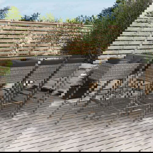 vidaXL 9-dijelni vrtni barski set s jastucima sivi od poliratana Cijene