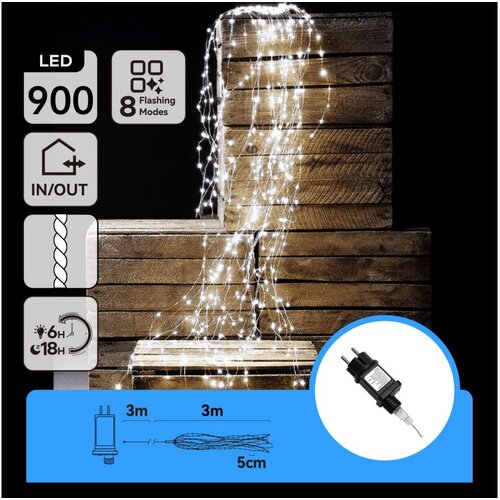 Aigostar LED spolja&amp;scaron;nje božićne lampice 900xLED/8 funkcija 6m IP44 hladne bele Slike