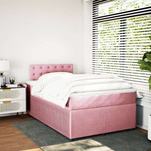 VidaXL Box spring postelja z vzmetnico roza 120x190 cm žamet Slike