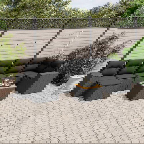 VidaXL 8-dijelni set vrtnih sofa od poliratana s jastucima crni Slike