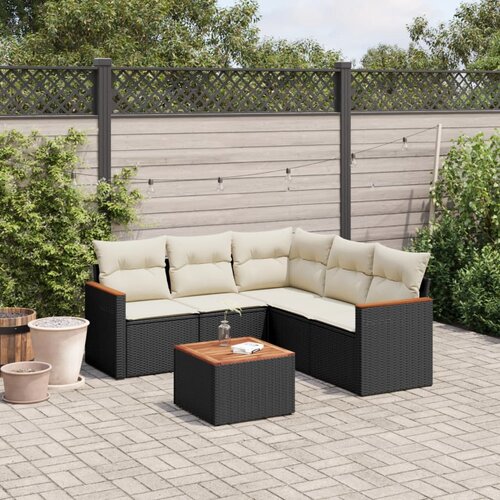 vidaXL 6-dijelni set vrtnih sofa s jastucima crni od poliratana Cijene