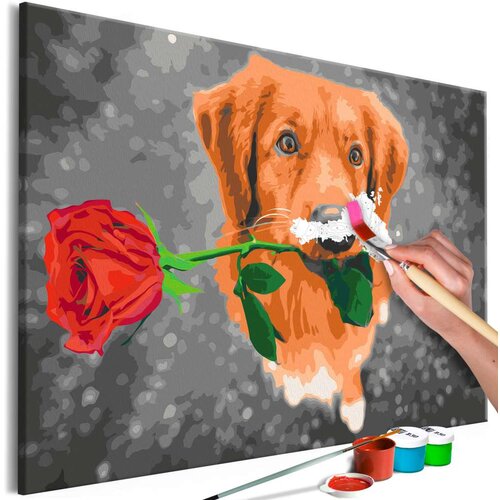  Slika za samostalno slikanje - Dog With Rose 60x40 Slike