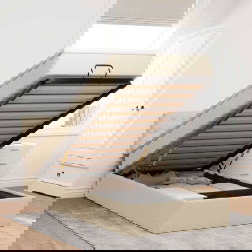 vidaXL Otomanski posteljni okvir z vzmetnico krem 80x200 cm blago, (21611272) Cene