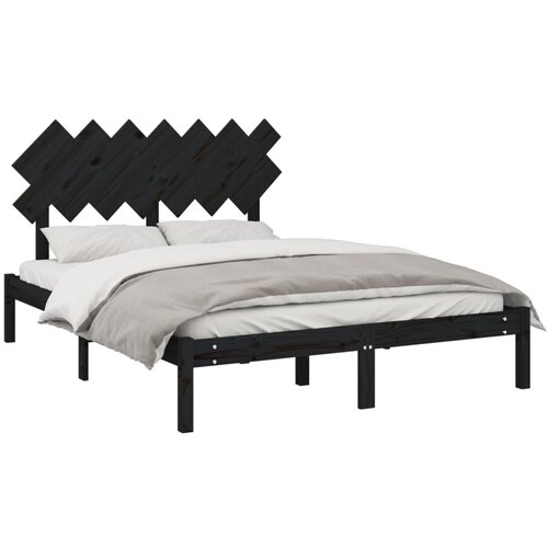  Okvir za krevet crni 140x190 cm od masivnog drva Slike
