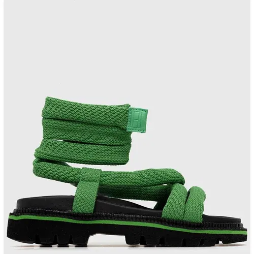 Tommy Jeans Sandali CHUNKY SANDAL ženski, zelena barva, EN0EN02073