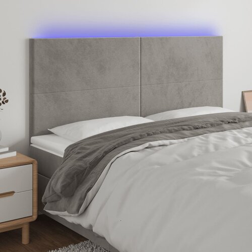 vidaXL LED posteljno vzglavje svetlo sivo 160x5x118/128 cm žamet Cene