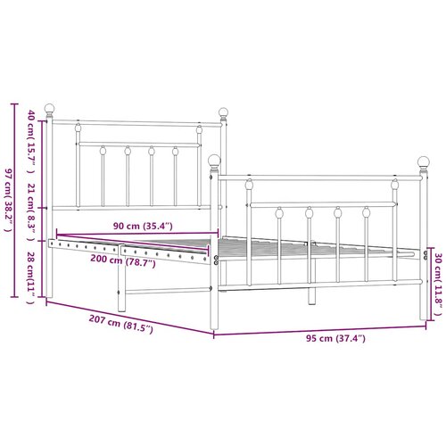  okvir kreveta uzglavlje i podnožje crni 90 x 200 cm Slike