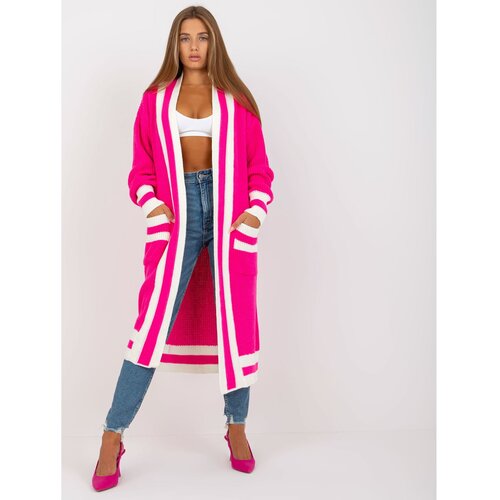 Fashion Hunters Fluo pink loose cardigan without fastening RUE PARIS Slike