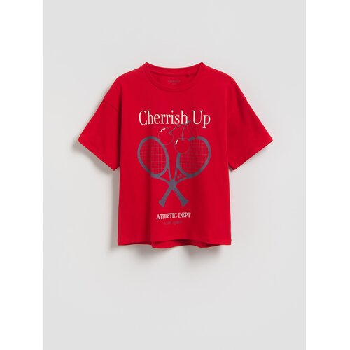 Reserved Ležerni t-shirt s printom - crvena Cene
