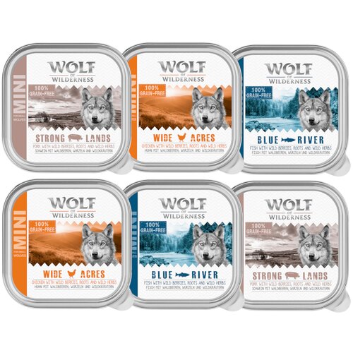 Wolf of Wilderness mešano pakiranje - 6 x 150 g (2x piščanec, 2x riba, 2x svinjina) Cene