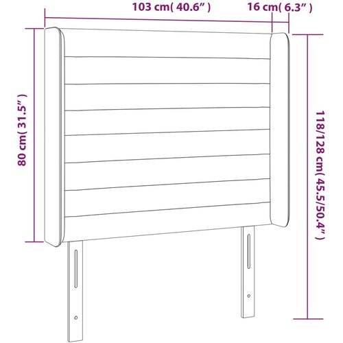  LED uzglavlje krem 103 x 16 x 118/128 cm od tkanine Slike