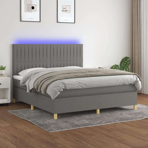  Box spring postelja z vzmetnico LED temno siva 160x200 cm blago, (20938025) Slike