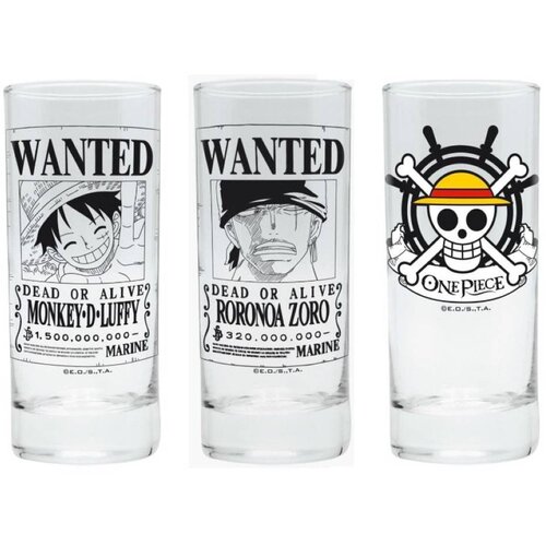 Abystyle Set od 3 čaše - One Piece - Wanted - Luffy, Zoro and Skull Cene