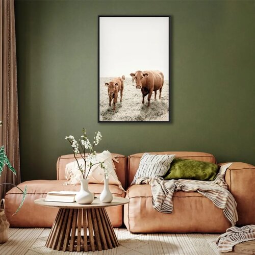  Slika - Mother and Calf (1 Part) Vertical 80x120 U crnom drvenom okviru Slike