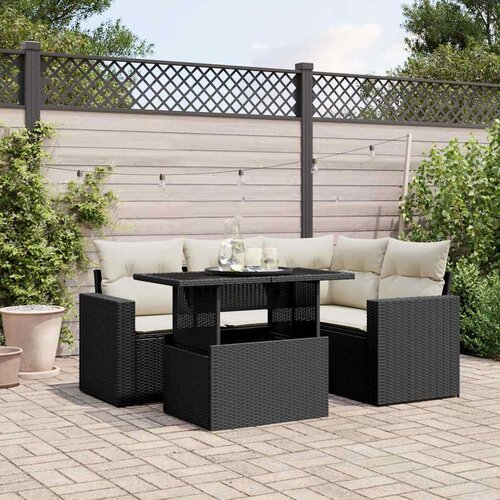  5-dijelna vrtna garnitura od poliratana s jastucima crna 100 x 55 x 73 cm Cijene