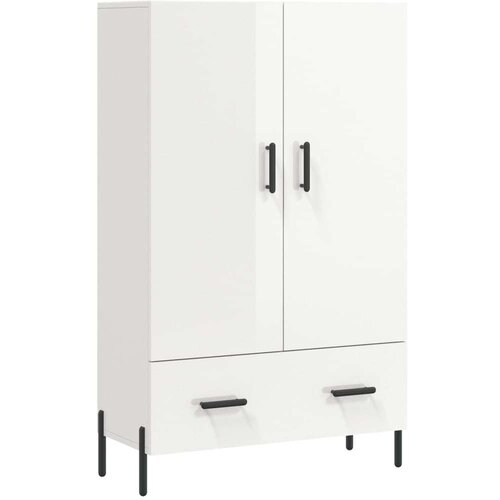 VidaXL Visoka omara visok sijaj bela 69,5x31x115 cm inženirski les Slike