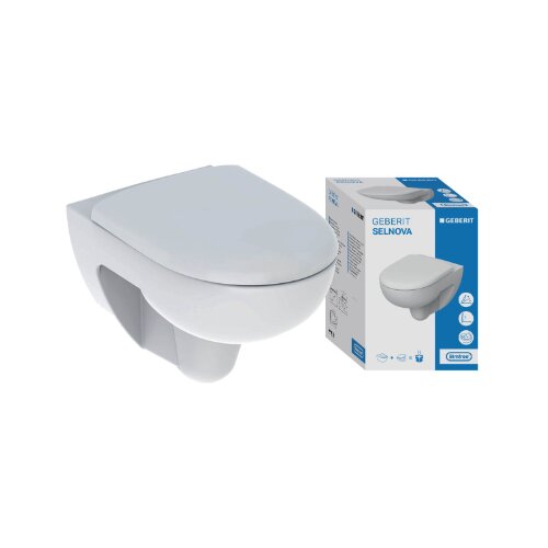Geberit set stenske WC školjke z desko s pokrovom Selnova, brez roba, 53 cm, bela, 501.751.00.1 Cene