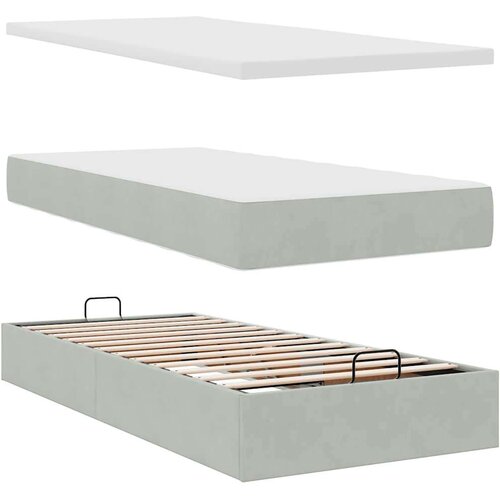 VidaXL okvir za krevet s madracima svjetlosivi 80x200 cm bar&amp;scaron;unasti Slike
