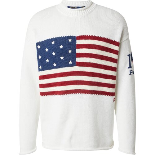 Polo Ralph Lauren Pulover mornarska / brusnica / bela Cene