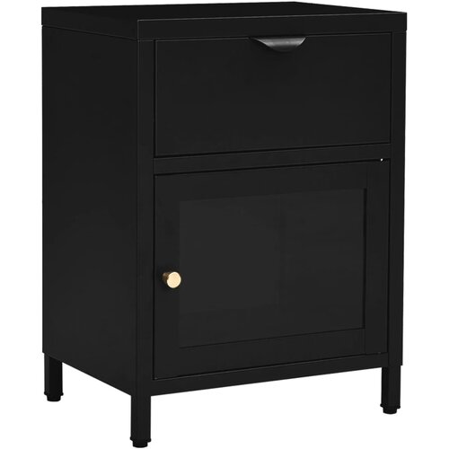 Maison Chic Noćni ormarić crni 40 x 30 x 54,5 cm od čelika i stakla Cijene