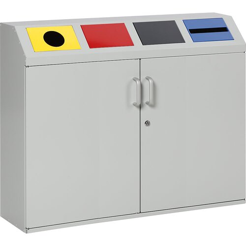 eurokraft pro Omara za zbiranje surovin, prostornina 4 x 50 l, svetlo siva RAL 7035 Cene