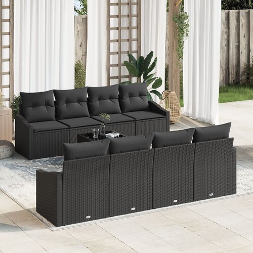 VidaXL set od 7 dijelova vrtnih sofa s jastucima Crni Poli ratan Slike