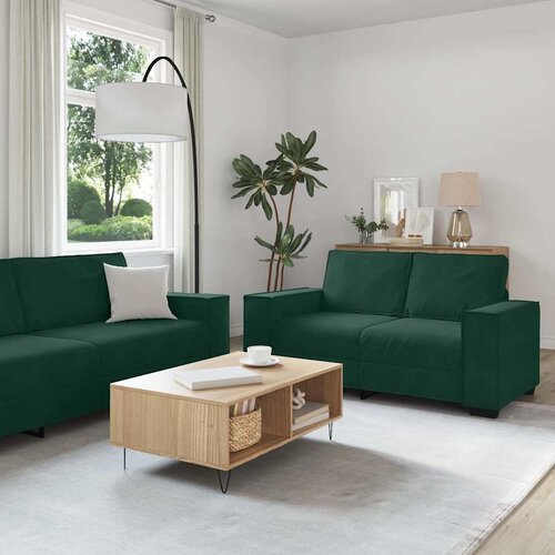  Dvodijelni set sofa s jastucima, tamnozeleni bar&scaron;un Cijene