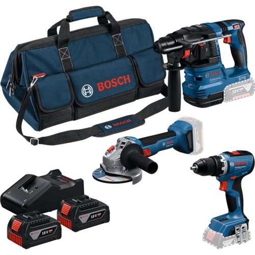Bosch gsr 18V-65 + gws 18V-8 + gbh 18V-22 + 2 x gba 18V 4.0 ah + gal 18V-40, set alata 0615A50094 Slike