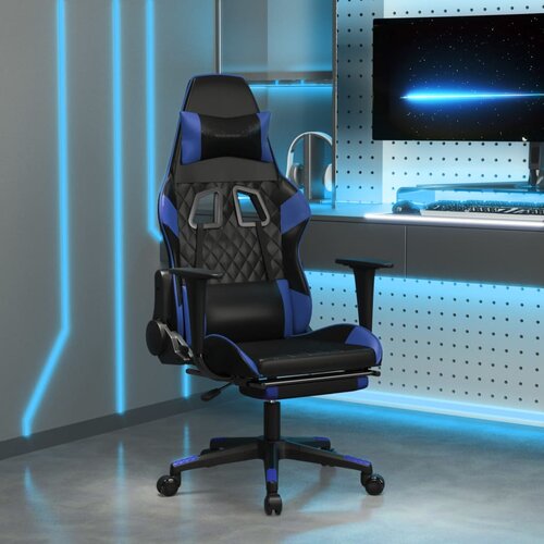 The Living Store Igralni stol z oporo za noge črno in modro umetno usnje - Gaming Stol, (21426731) Slike