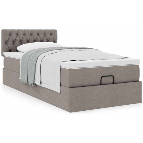 VidaXL Otomanski okvir kreveta s madraca smeđesivi 100x200cm tkanine Slike
